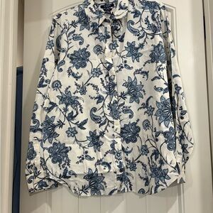 Chaps Blue Floral Button Down Shirt